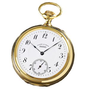 German pocket watch with 52.5 minute carousel regulator Circa 1905