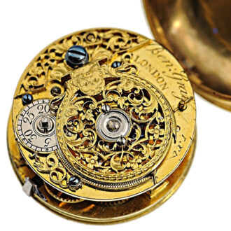 English gold watch with two corresponding chatelaines Circa 1737