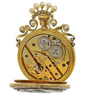 Swiss carnelian lady's fob watch studded with pearls Circa 1840