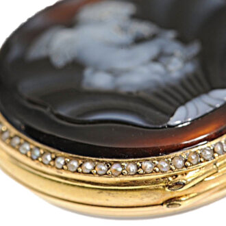 Swiss carnelian lady's fob watch studded with pearls Circa 1840