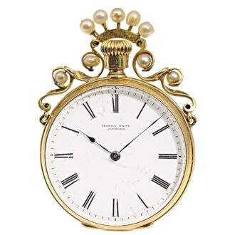 Swiss carnelian lady's fob watch studded with pearls Circa 1840