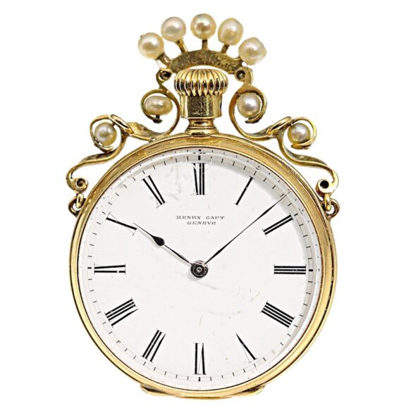 Swiss carnelian lady's fob watch studded with pearls Circa 1840 Swiss carnelian lady's fob watch studded with pearls Circa 1840