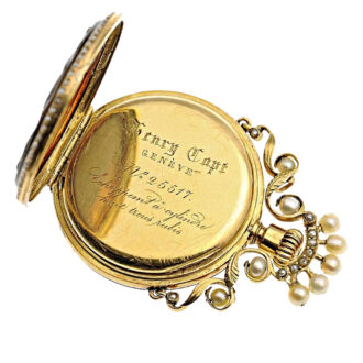 Swiss carnelian lady's fob watch studded with pearls Circa 1840