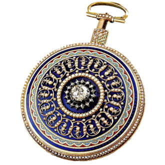 English gold enamel pocket watch of museum quality Circa 1790