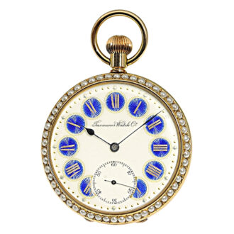 Swiss gilded silver, enamel and pearl set lever watch Circa 1890
