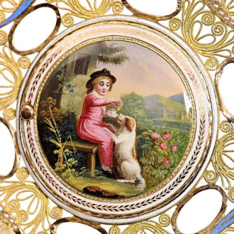 Swiss pendant watch decorated with enamel painting Circa 1800
