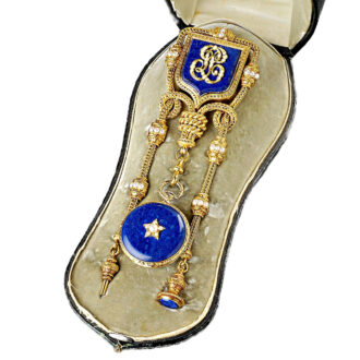 French lady's pendant watch with matching gold chatelaine Circa 1810