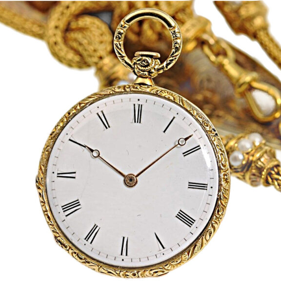 French lady's pendant watch with matching gold chatelaine Circa 1810 French lady's pendant watch with matching gold chatelaine Circa 1810