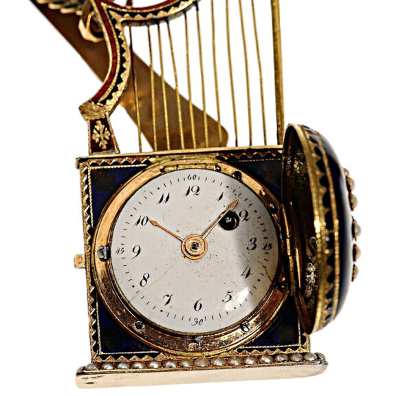 Rare Swiss pendant watch in the form of a harp Circa 1820 Rare Swiss pendant watch in the form of a harp Circa 1820
