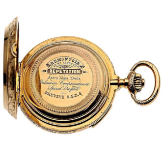 Swiss gold erotic repeating hunting cased watch Circa 1880