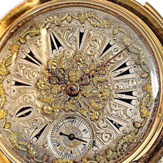 Swiss gold erotic repeating hunting cased watch Circa 1880