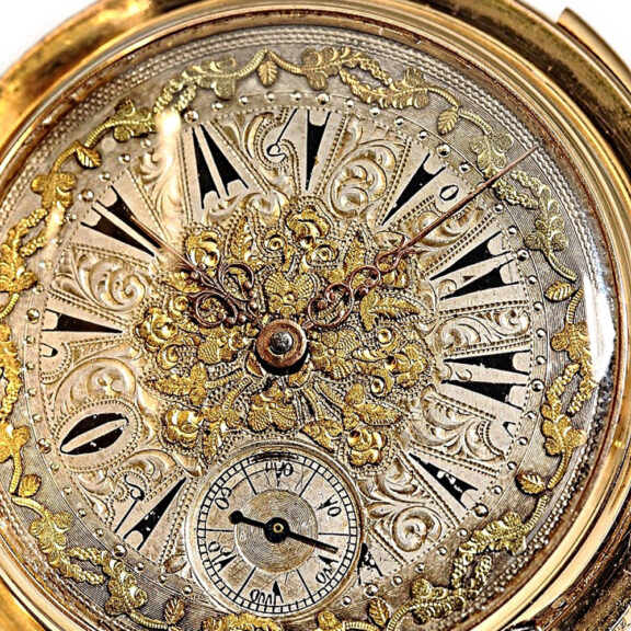 Swiss gold erotic repeating hunting cased watch Circa 1880 Swiss gold erotic repeating hunting cased watch Circa 1880