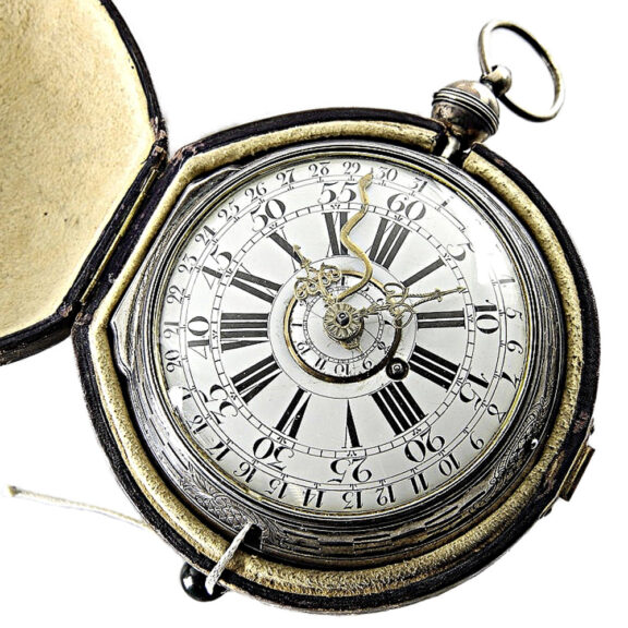 French repeating coach clock with alarm and date Circa 1760