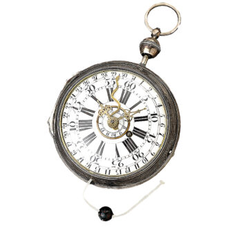 French repeating coach clock with alarm and date Circa 1760