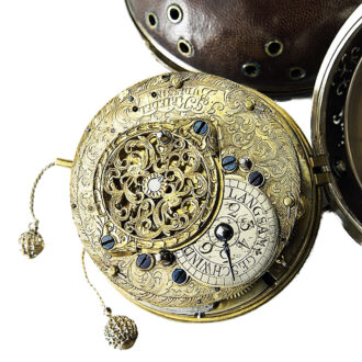 German repeating coach clock with a self strike and alarm Circa 1740