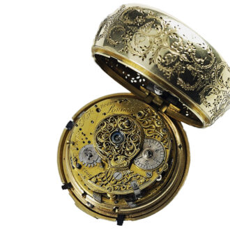 English repeating coach clock with self strike and date Circa 1750