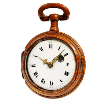 Swiss verge pocket watch made of root maple Circa 1780