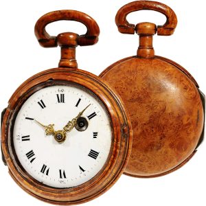 Swiss verge pocket watch made of root maple Circa 1780