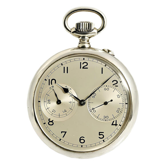 Silver Glashütte deck watch with power reserve Circa 1940