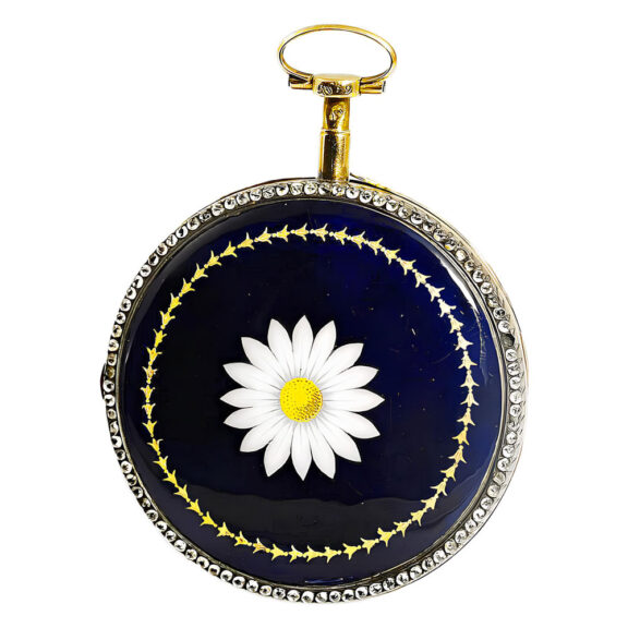 French gold enamel verge pocket watch Daisy Circa 1840 French gold enamel verge pocket watch Daisy Circa 1840