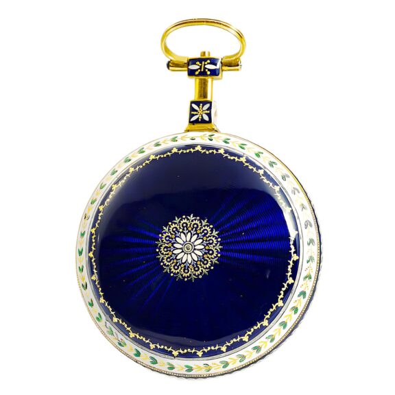 French fine 18K gold enamel verge pocket watch Circa 1785