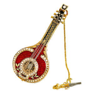 Swiss rare gold enamel mandolin form watch Circa 1820