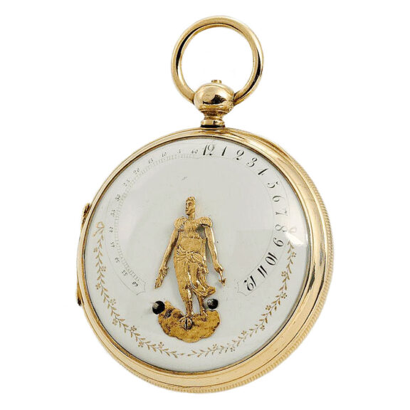 Swiss gilt pocket watch with "Bras en l'air"-indication Circa 1820