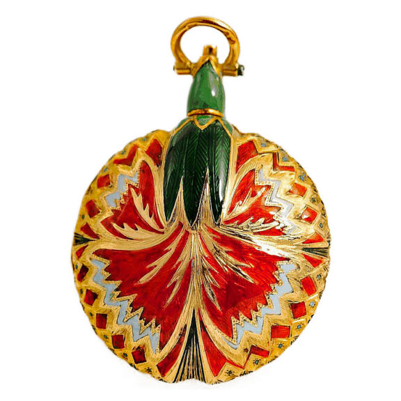 Swiss blossom shaped gold enamel fob watch Circa 1830
