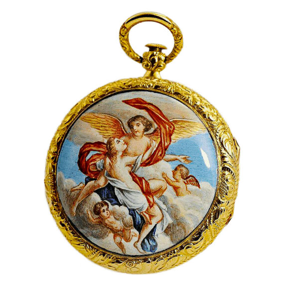 Austrian gold enamel hunting cased pocket watch Circa 1830