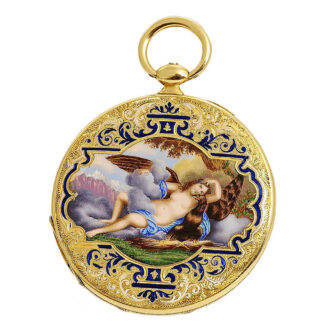 Swiss ultra thin gold enamel pocket watch Circa 1830