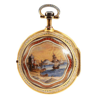 English gold enamel quarter repeating verge watch Circa 1812