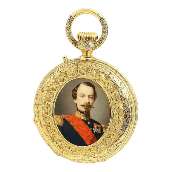 Swiss watch with inlaid polychrome enamel medallions Circa 1859