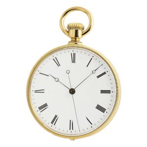 Swiss gold watch with jumping center seconds Circa 1865