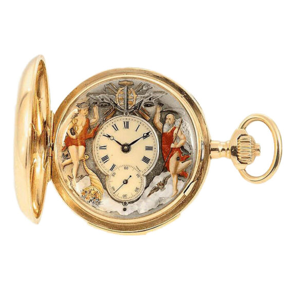 Swiss minute repeating watch with two Jacquemarts Circa 1900