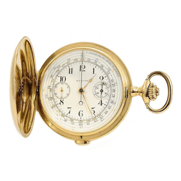 Swiss gold chronograph watch with tachy scale Circa 1900 Swiss gold chronograph watch with tachy scale Circa 1900