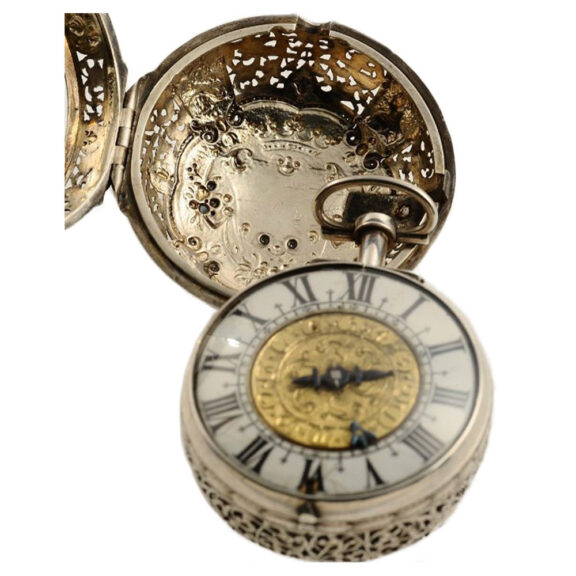 French silver pair cased verge watch with alarm Circa 1695 French silver pair cased verge watch with alarm Circa 1695