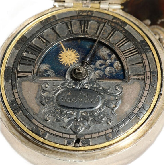 English rare watch with day and night indicator Circa 1690 English rare watch with day and night indicator Circa 1690