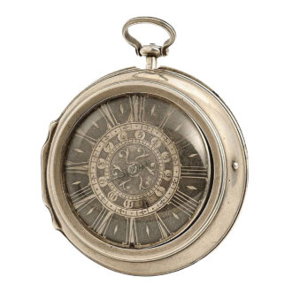 French silver pair cased verge watch with alarm Circa 1680