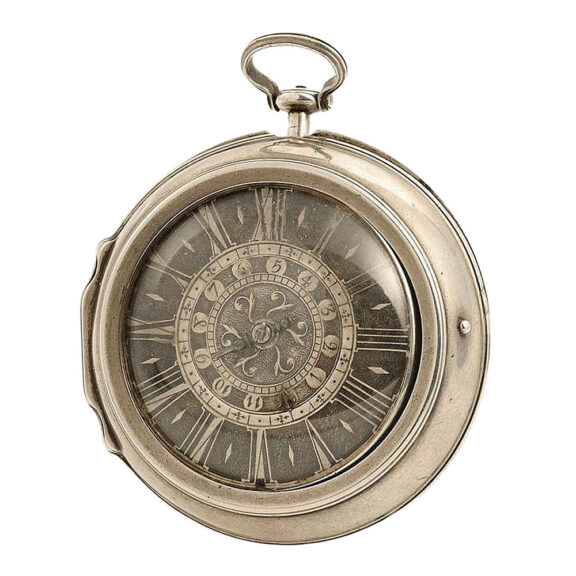 French silver pair cased verge watch with alarm Circa 1680