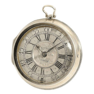 English exquisite silver pair cased verge pocket watch Circa 1695