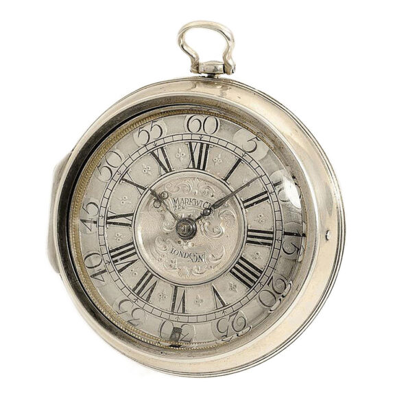 English exquisite silver pair cased verge pocket watch Circa 1695