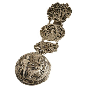 German repoussé verge with matching rococo chatelaine Circa 1760