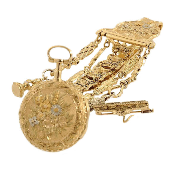 French rare verge watch with corresponding chatelaine Circa 1775