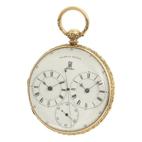 English watch with centre seconds and two time zones Circa 1848