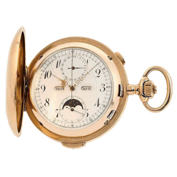 Swiss repeating chronograph with moon phase Circa 1900