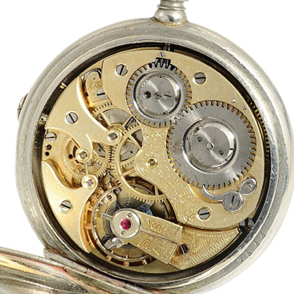 Swiss nickel watch with digital time indication Circa 1890 Swiss nickel watch with digital time indication Circa 1890