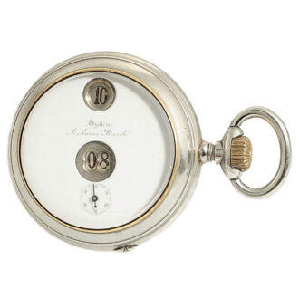 Swiss nickel watch with digital time indication Circa 1890