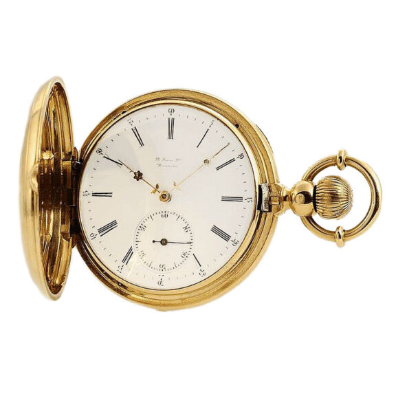 Swiss 18 carat gold lever watch with lid winding Circa 1880