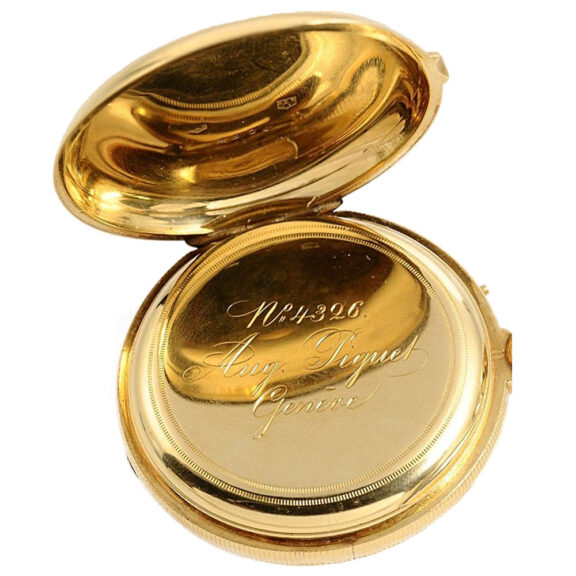 Swiss gold Geneva hunting cased pocket watch Circa 1880 Swiss gold Geneva hunting cased pocket watch Circa 1880