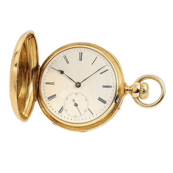 Swiss gold Geneva hunting cased pocket watch Circa 1880